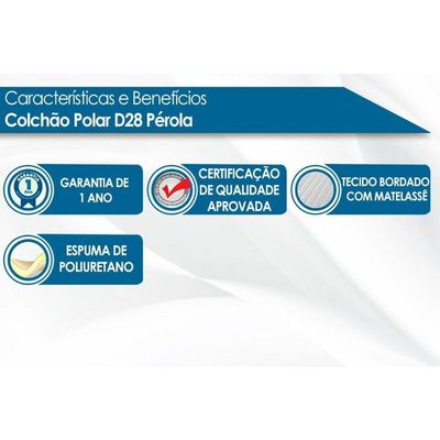Colchão Casal Espuma D28 Pérola (138x188x14) - Polar