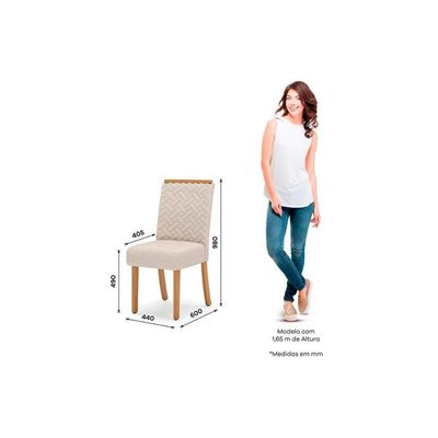 Conjunto Mesa Sala Jantar Lins Com Tampo Reto Madeirado 120x80cm E 4 Cadeiras Malu Nature Linho Henn