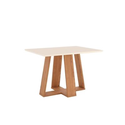 Conjunto Mesa Sala Jantar Lins Com Tampo Reto Madeirado 120x80cm E 4 Cadeiras Malu Nature Linho Henn