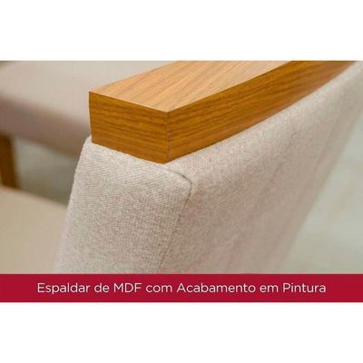 Conjunto Mesa Sala Jantar Lins Com Tampo Reto Madeirado 120x80cm E 4 Cadeiras Malu Nature Linho Henn