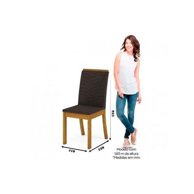 Conjunto Mesa Sala Jantar Orus Tampo Madeirado Com Vidro 120x80cm E 4 Cadeiras Isa Nature Linho Henn