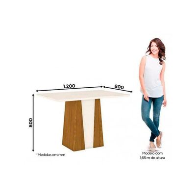 Conjunto Mesa Sala Jantar Orus Tampo Madeirado Com Vidro 120x80cm E 4 Cadeiras Isa Nature Linho Henn