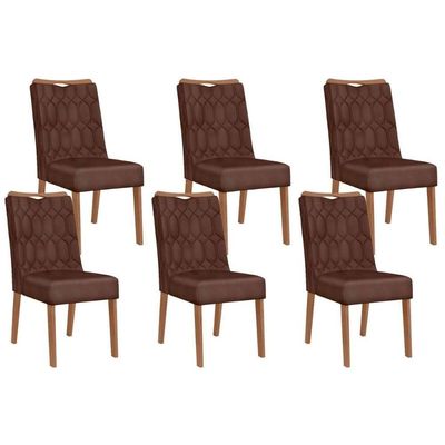 Kit 6 Cadeiras Sala Jantar Bia 6 Un Cedro Suede Moca