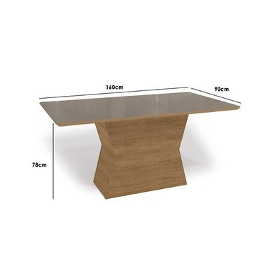 Mesa Para Cozinha Tilia Com Tampo Madeirado Com Vidro 160x90cm Freijó Off White Kappesberg