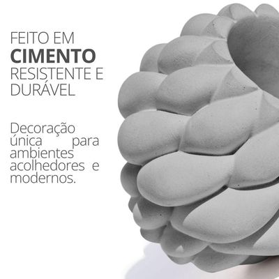 Vaso Decorativo Novelo 9cm Em Cimento Artesanal Sala E Cozinha Amarelo