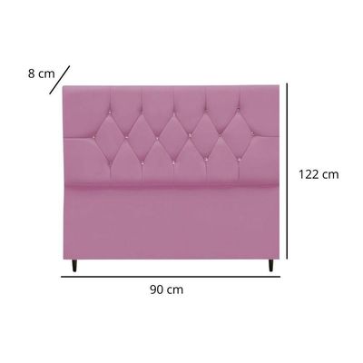 Cabeceira Estofada Cama Box Solteiro 90 Cm Suede Dubai Rosa