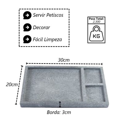 Tábua Pedra Sabão Borda Pé Divisórias Para Servir G 30x20cm