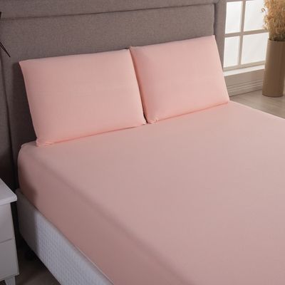 Jogo de Cama Lençol Sereno Queen em Malha Algodão - Salmão
