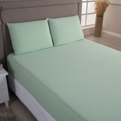 Jogo de Cama Lençol Sereno Queen em Malha Algodão - Verde Claro