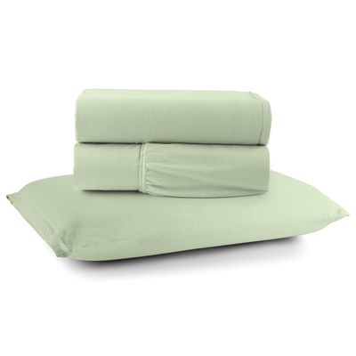 Jogo de Cama Lençol Sereno Solteiro 3 Peças em Malha Algodão - Verde