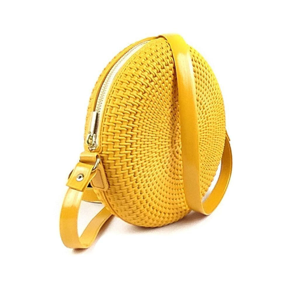 Bolsa Redonda Pequena Moda Fashion Casual Alça Transversal Com Ziper Para Passeio