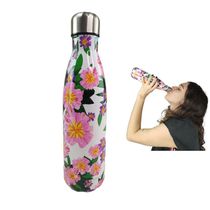 Garrafa Termica 500ml Inox Estampa Flores