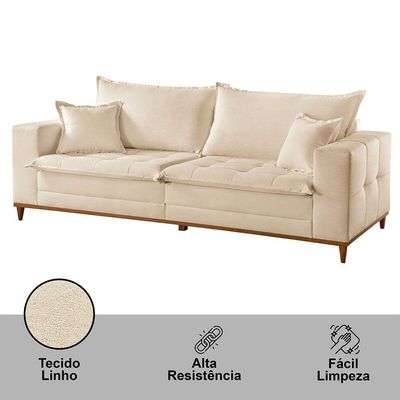 Sofá Matrix 02 Módulos De 100cm B25cm Meu Sofá Online A294 Linho Creme