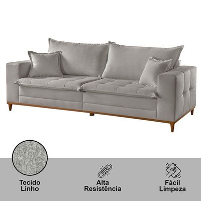 Sofá Matrix 02 Módulos De 90cm B25cm Meu Sofá Online A230 Linho Cinza