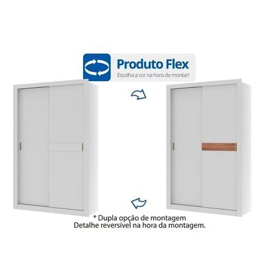 Guarda Roupas 2 Portas De Correr E 2 Gavetas Vivacce 835  Freijo Ou Freijo C- Cinza - Carraro