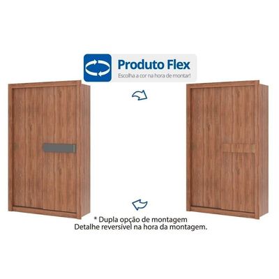 Guarda Roupas 2 Portas De Correr E 2 Gavetas Vivacce 835  Freijo Ou Freijo C- Cinza - Carraro