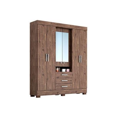 Guarda Roupa Casal 6 Portas (2 C- Espelho) E 3 Gavetas Débora Nature-off White - Acp