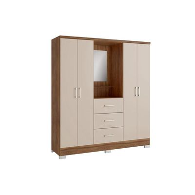 Guarda Roupa 4 Portas E 3 Gavetas C- Espelho Roma 1181 C- Pés Freijo - Carraro