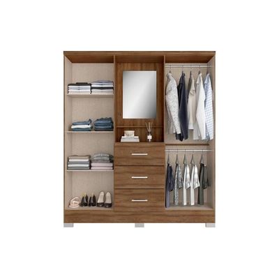 Guarda Roupa 4 Portas E 3 Gavetas C- Espelho Roma 1181 C- Pés Freijo - Carraro