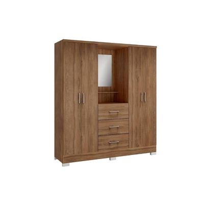 Guarda Roupa 4 Portas E 3 Gavetas C- Espelho Roma 1181 C- Pés Freijo - Carraro