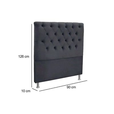 Painel De Cama Box Estofada Solteiro Embaixatriz Plus Suede Cinza - Simbal