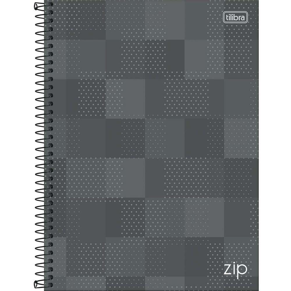 Caderno Universitário Zip Tilibra Capa Dura Espiral - 10 Matérias 160 Folhas Cinza