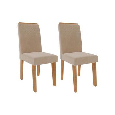 Kit 2 Cadeiras Sala Jantar Taís 2 Un Nature Suede Joli Chocolate Cimol