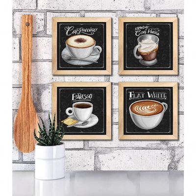 Quadro Decorativo Café Expresso Padaria 20X20Cm 4 Un Mel