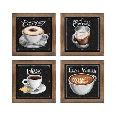 Quadro Decorativo Café Expresso Padaria 20X20Cm 4 Un Ypê