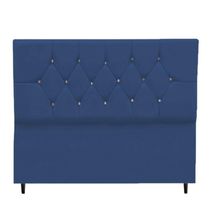 Cabeceira Cama Box Queen 160 Cm Geovana Suede Azul Marinho