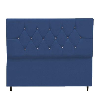 Cabeceira Cama Box Queen 160 Cm Geovana Suede Azul Marinho