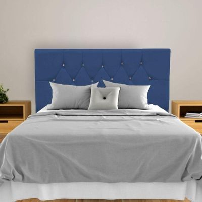 Cabeceira Cama Box Queen 160 Cm Geovana Suede Azul Marinho