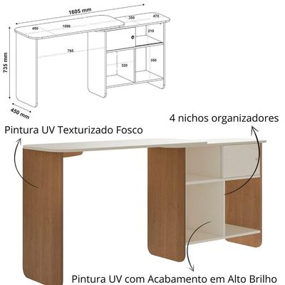 Mesa Escrivaninha Nomad Cinamomo Off White