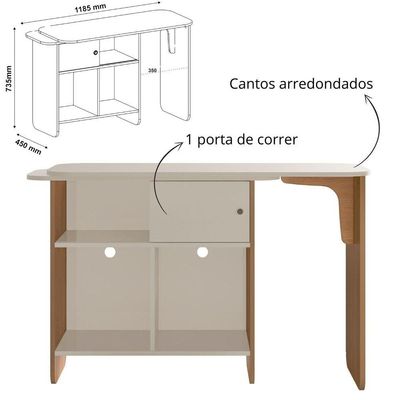 Mesa Escrivaninha Nomad Cinamomo Off White