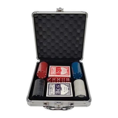 Kit Poker Maleta Profissional 100 Fichas 5 Dados 2 Baralhos