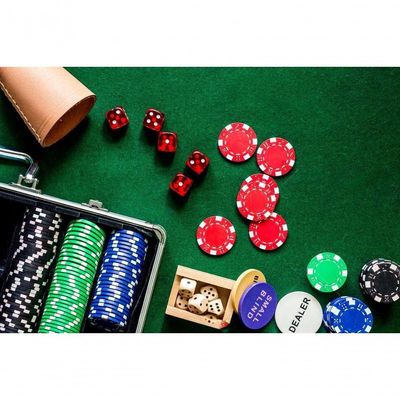 Kit Poker Maleta Profissional 100 Fichas 5 Dados 2 Baralhos