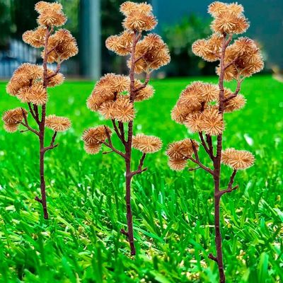 Kit 4 Plantas Artificiais Enfeite Jardim Mamonas Marrom 70cm