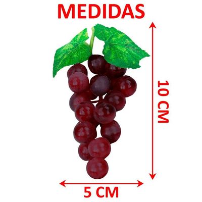 Kit 12 Cachos Fruta Artificial Uva Roxa De Silicone De 10cm
