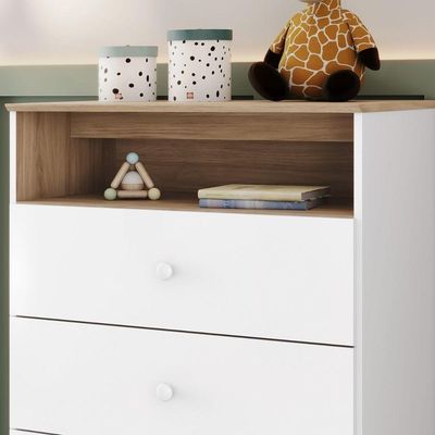 Cômoda 3 Gavetas Com Nicho Decorativo Magia Branco Jequitibá Hp