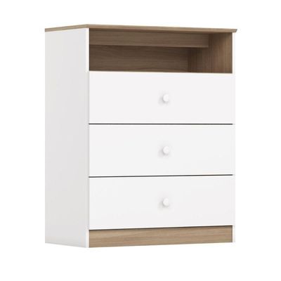 Cômoda 3 Gavetas Com Nicho Decorativo Magia Branco Jequitibá Hp