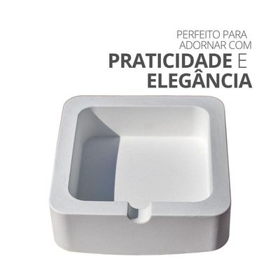 Cinzeiro Quadrado 9cm Aleta Artesanal Em Cimento Palha