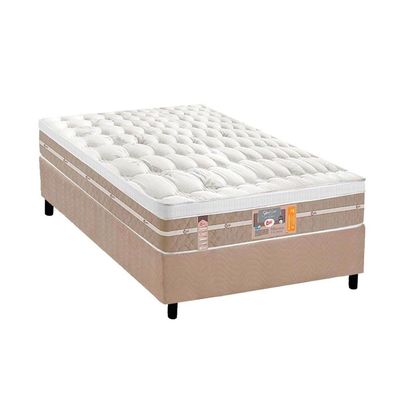 Cama Box Solteiro: Colchão Molas Ensacadas Castor Silver Star Air + Base Crc Suede Clean (78x188)