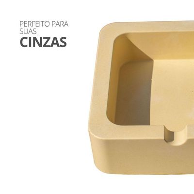 Cinzeiro Quadrado 9cm Aleta Artesanal Em Cimento Palha