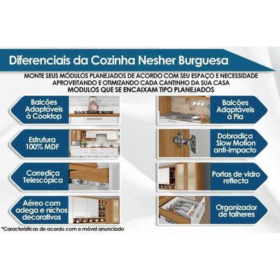 Balcão De Cozinha Modulado Burguesa Com 3 Portas E 4 Gavetas Freijó Grafite