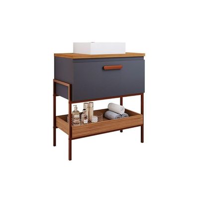 Bancada De Banheiro Balcão Portinari 1 Porta C- Cuba 60cm Cappuccino-freijo - Mgm