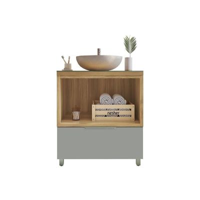 Bancada De Banheiro Balcão Marquesa C- 1 Gaveta E 1 Nicho 80cm Branca-nature - Nesher
