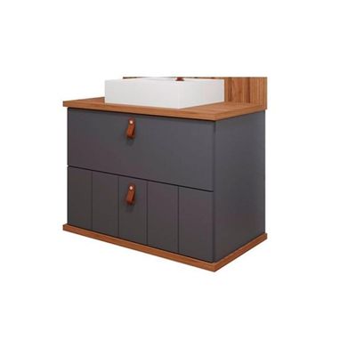 Balcão P- Banheiro Milano 1 Porta E 1 Gaveta C- Cuba 80cm Cappuccino-freijo - Mgm