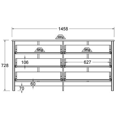 Comoda Para Quarto 6 Gavetas 146 Cm Dm221 Branco Dtall Branco