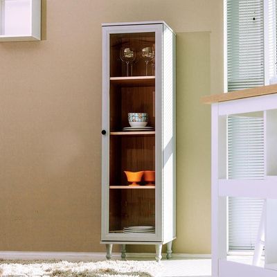 Cristaleira 1 Porta Vidro Pés Madeira 151x40 Cm E963 Cinza Dtall Cinza