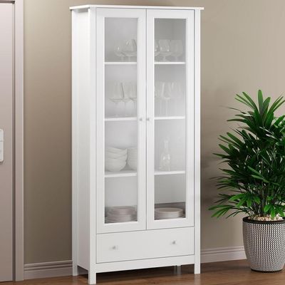 Cristaleira 2 Portas Vidro 1 Gaveta 180x80 Cm E954 Branco Dtall Branco